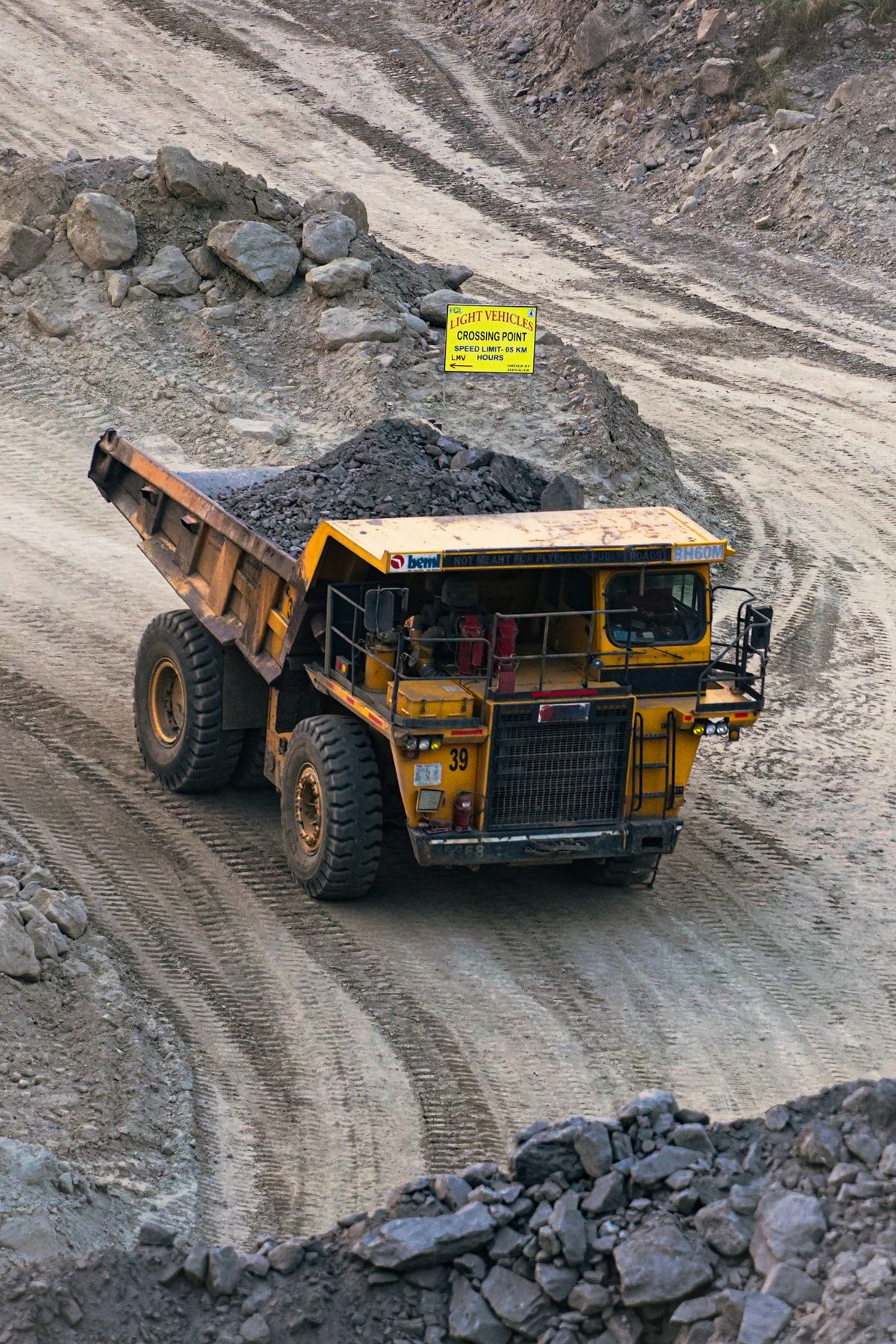 Loaded truck in an open-cast mine