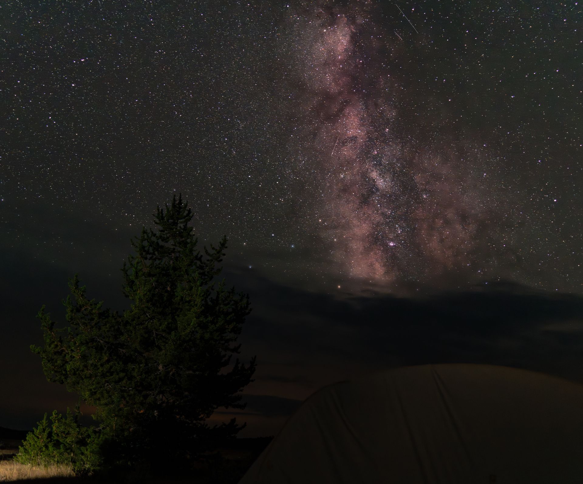 Milky way above the camping night sky