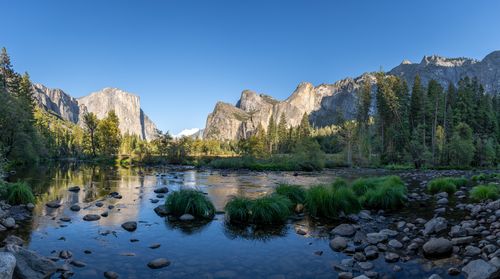 Free Stunning summer landscape of Yosemite Valley with El Capitan and the Merced River. Stock Photo