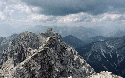 Free A breathtaking view of rocky mountain peaks in Ettaler Forst, Bayern, Germany. Stock Photo