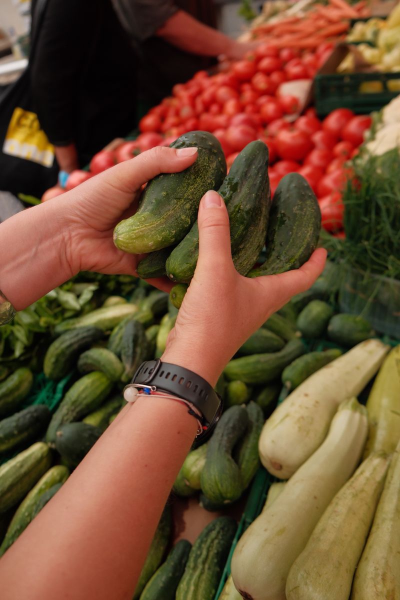 Fresh vegetables at a Croatian farmers market in Zagreb