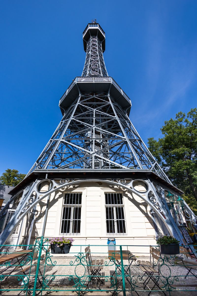 Petřín Lookout Tower on a sunny day in Prague