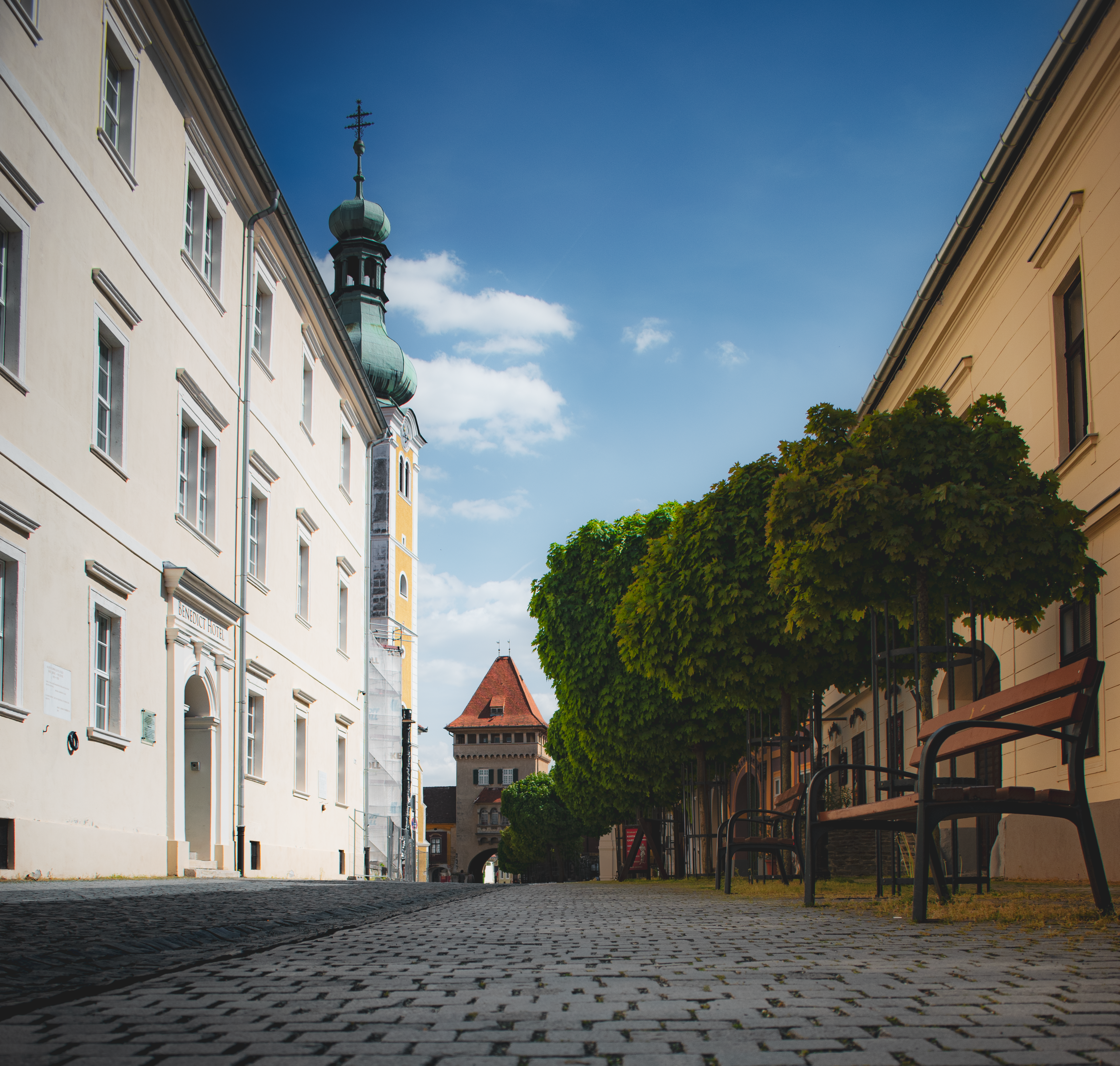 Colorful houses and cobblestone streets in Szentendre, Hungary