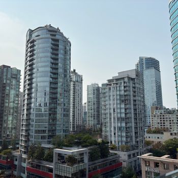 Modern skyscrapers and urban architecture in downtown Vancouver, Canada.