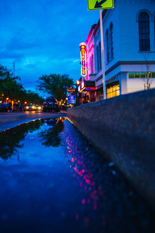 Free stock photo of after the rain, blue, city night