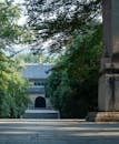 Linggu Temple Entrance Surrounded by Lush Greenery
