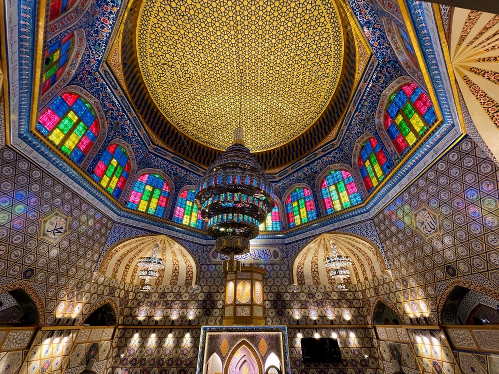 Subtle Colored Mosque Interior of Ornate Islamic Mosque with Colorful Stained Glass ยท Free ...