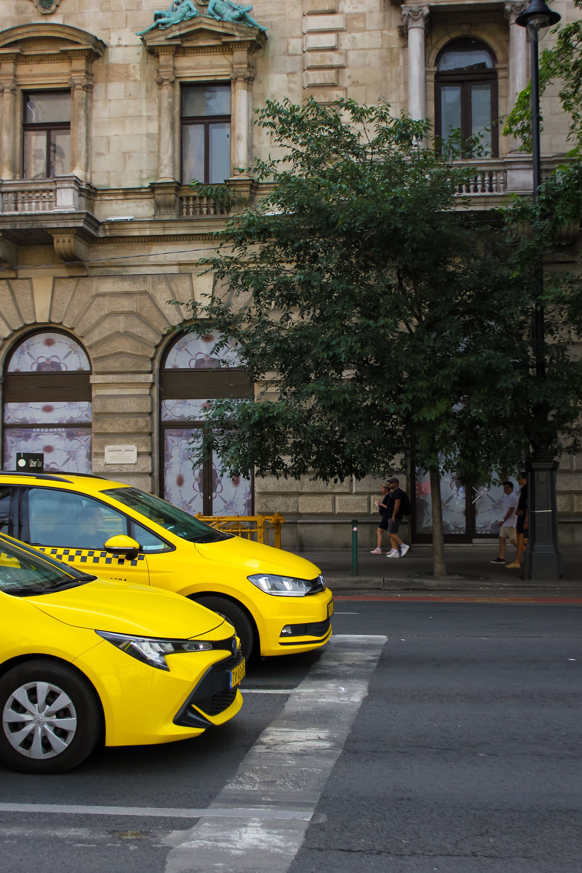 Yellow Taxis Parked in Budapest Street · Free Stock Photo