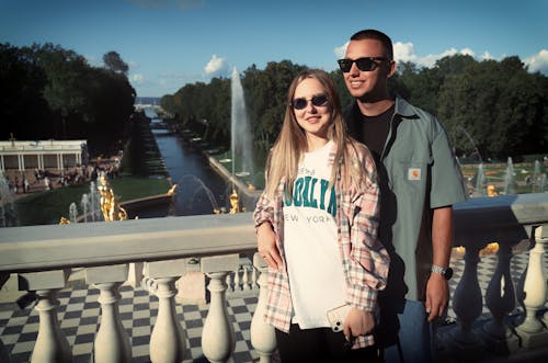 Young lovers in sunny park