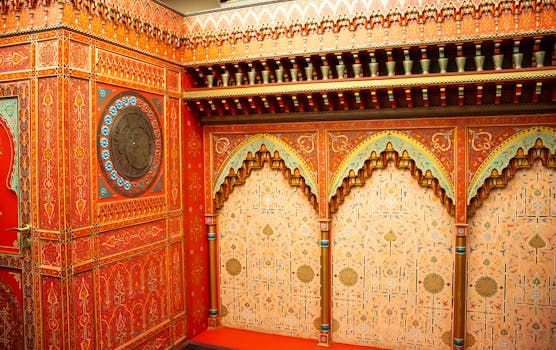 Colorful and decorative interior featuring Ottoman patterns and designs in Istanbul, Turkey.