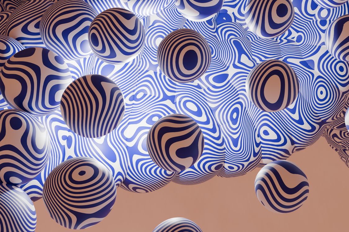 具有波浪图案的抽象 3 D 球体 · 免费素材图片