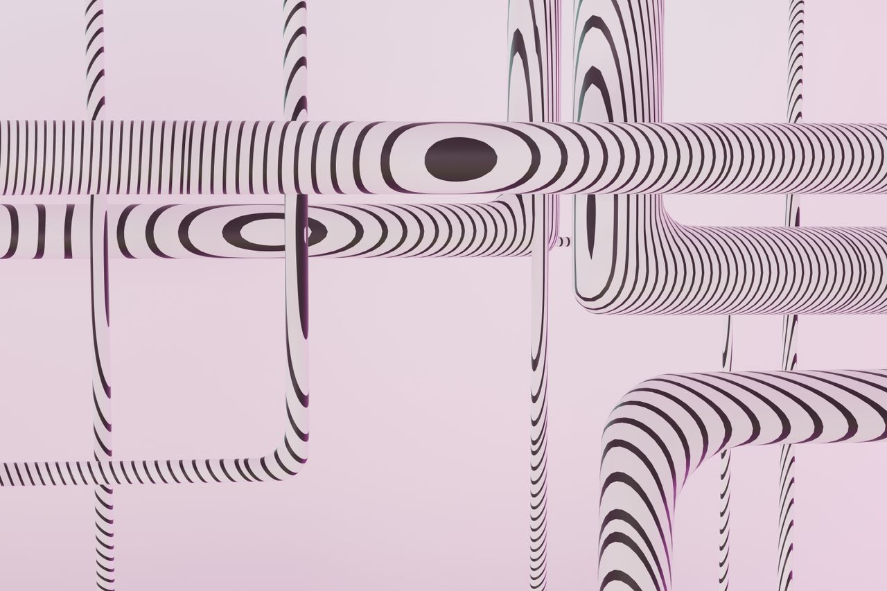 a complex abstract pattern with curved lines creating a modern and art