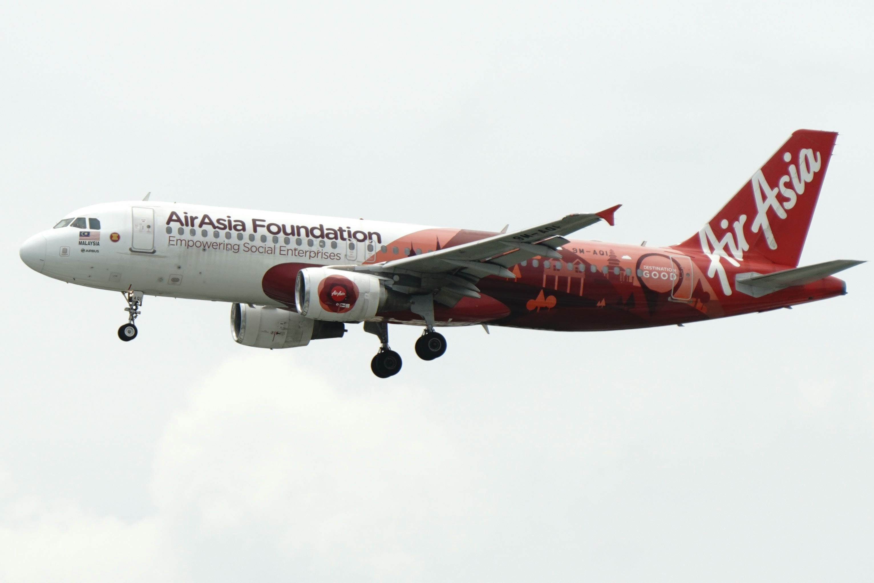 AirAsia Foundation Airbus A320 flying with special livery supporting social enterprises