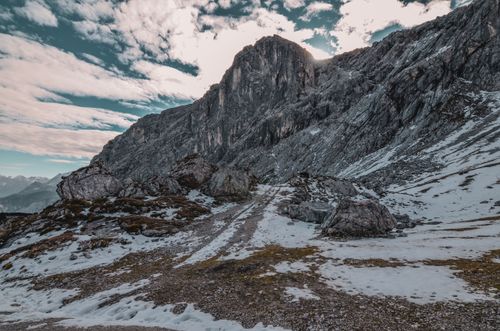 Free Scenic view of a snow-capped mountain in the Alps, Germany. Stock Photo
