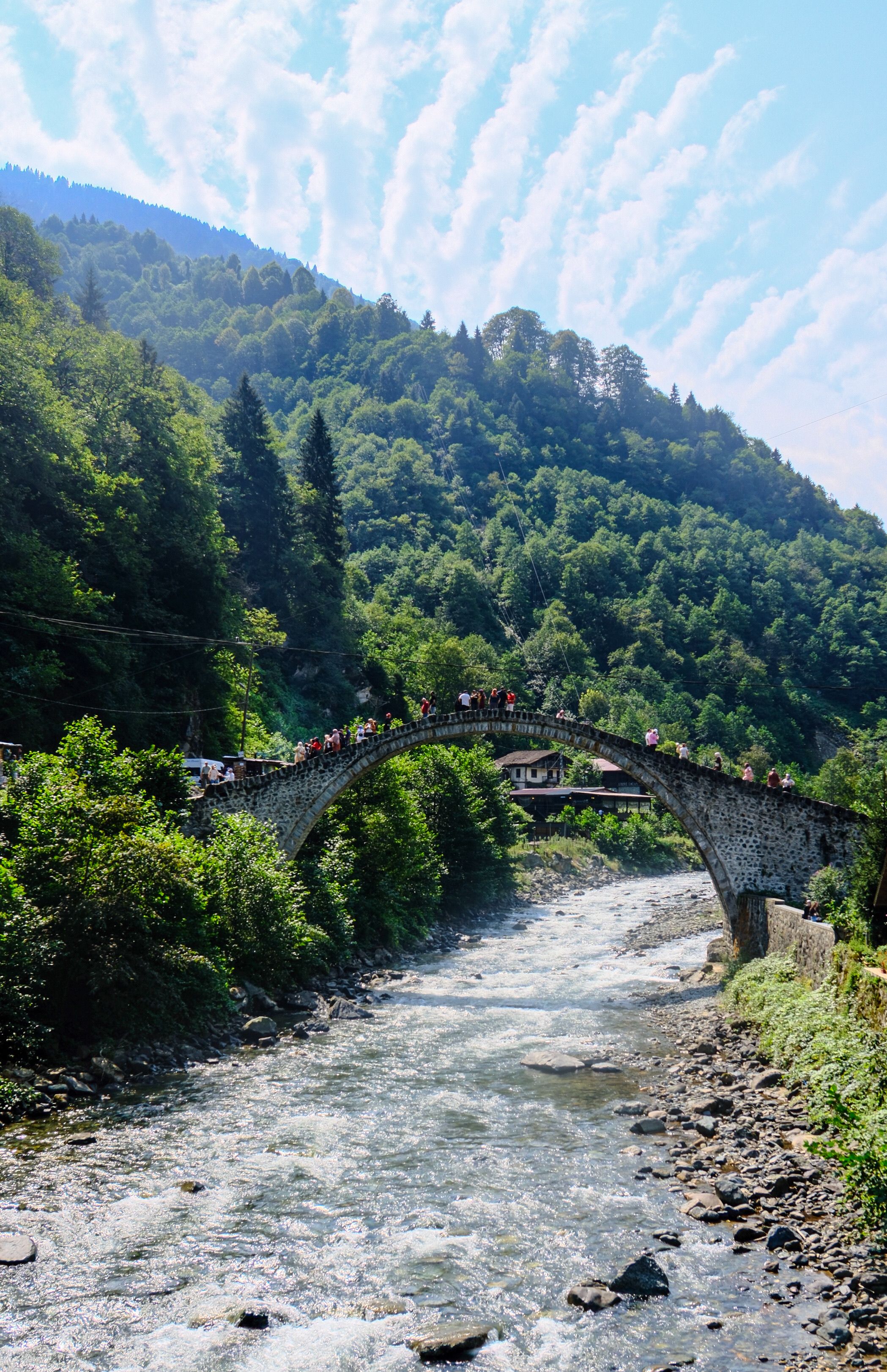 Historic Stone Arch Bridge Over Scenic River · Free Stock Photo