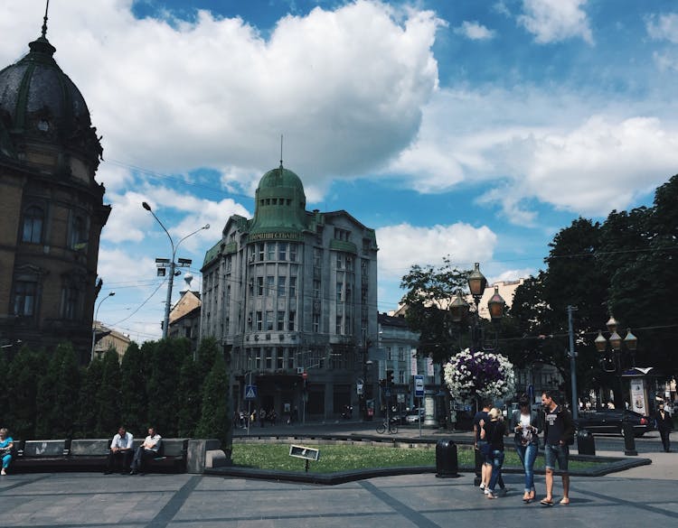 People In Front Of Building 