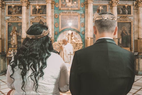 Romantic couple with faith symbol