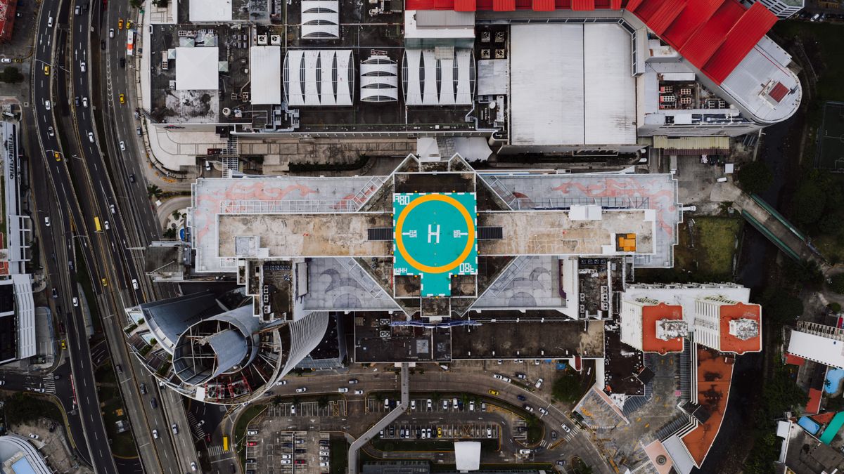 Aerial view over a city
