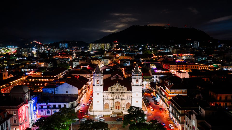 Casco Viejo at night with city skyline