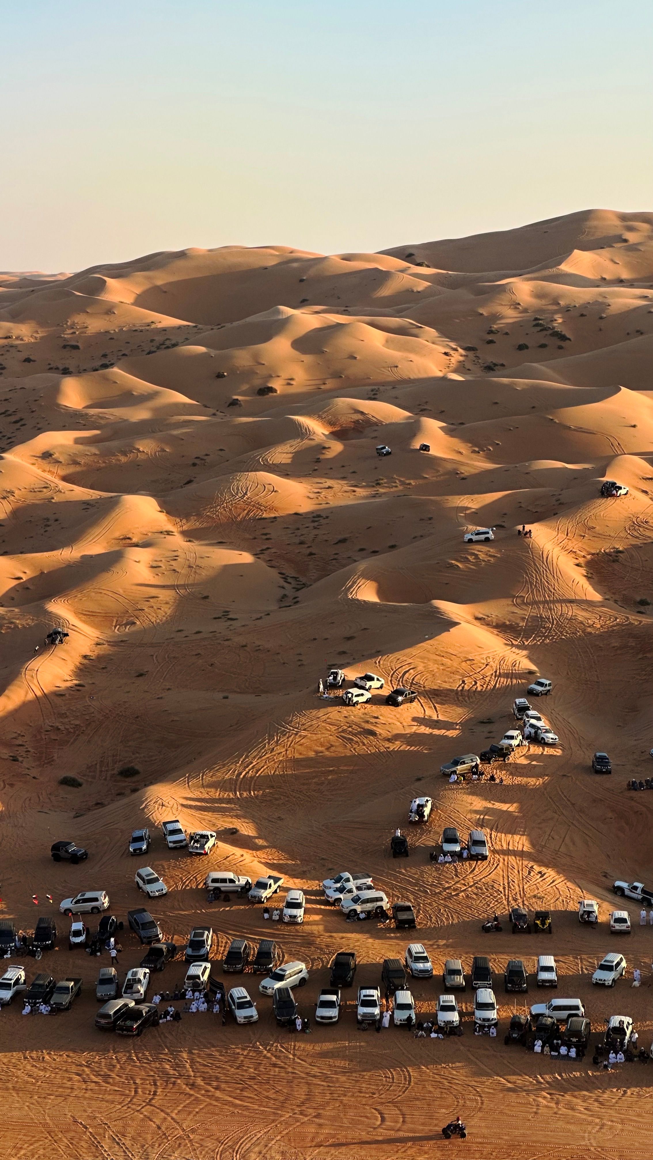 Aerial view of a desert safari in Abu Dhabi