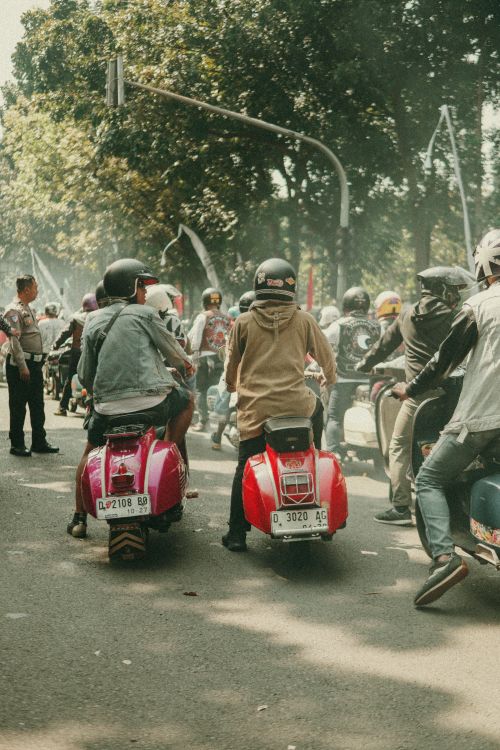 Free Colorful scooter parade during Indonesia's Independence Day in Bandung. Stock Photo