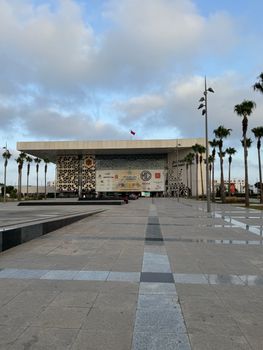 Explore the striking architectural design of this prominent building in Tangier, Morocco's public square.