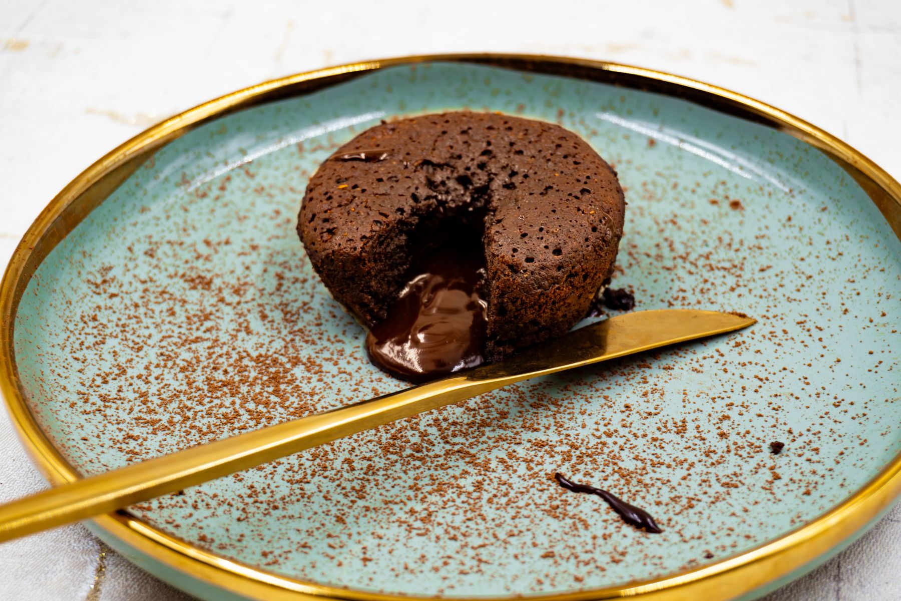 Molten dark chocolate dessert