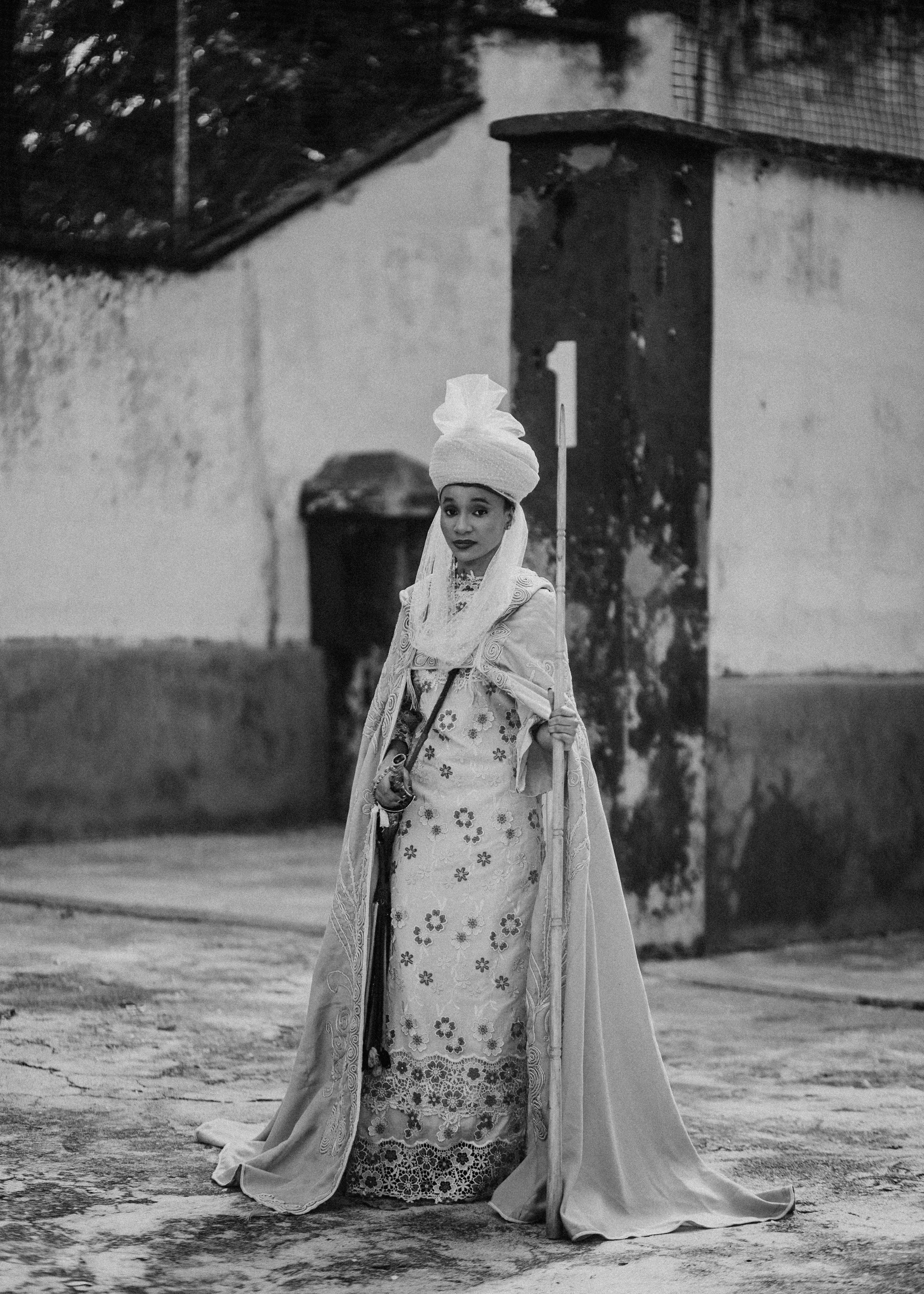 Traditional Attire Portrait in Black and White · Free Stock Photo
