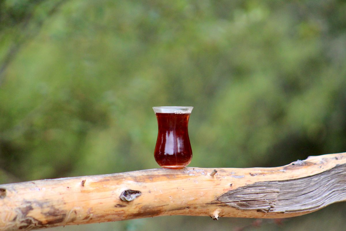 Turkish tea in a tulip-shaped glass — offered constantly, and mildly impolite to refuse.