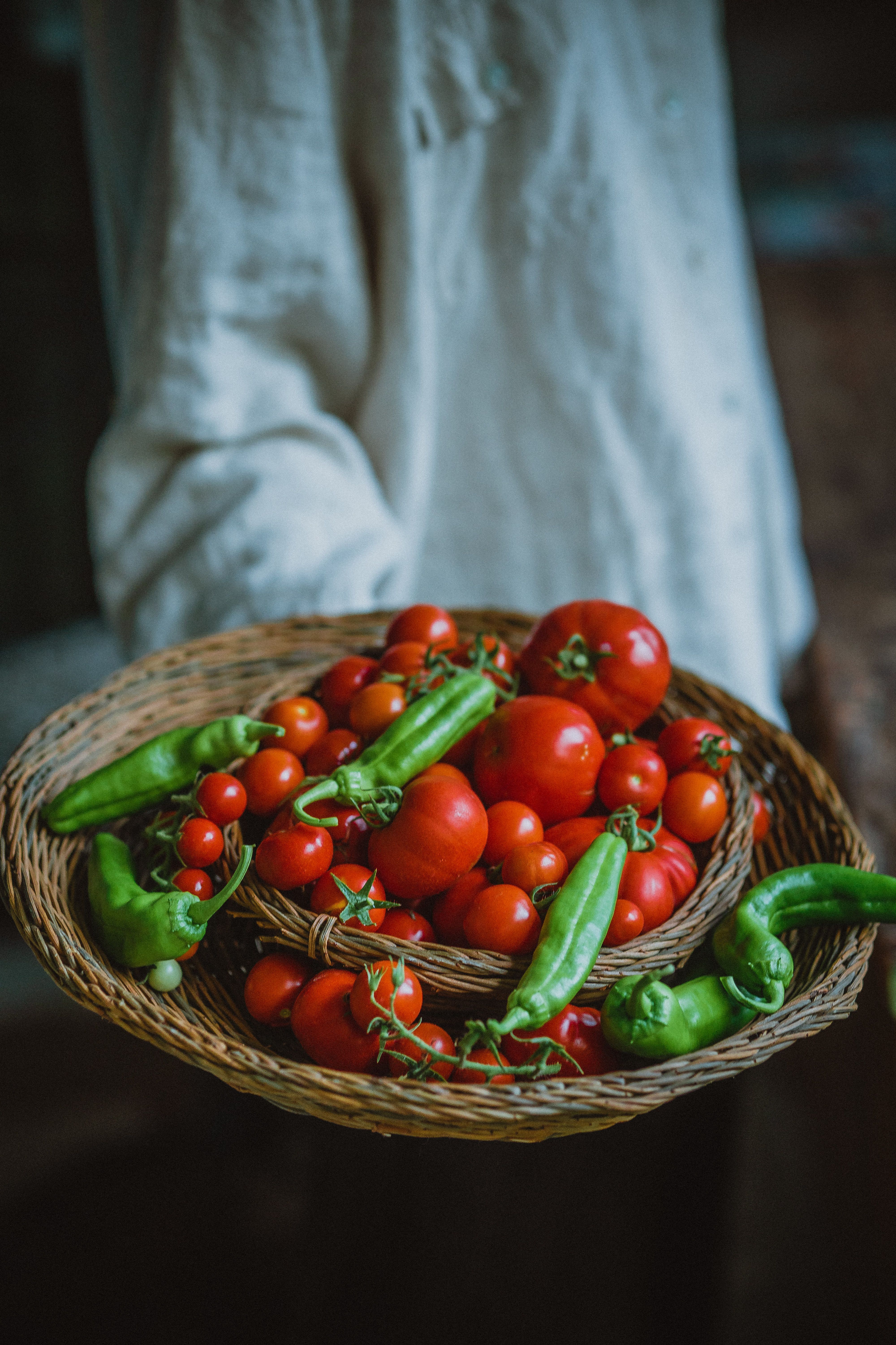 Close-up of Fresh Harvested Tomatoes and Peppers · Free Stock Photo