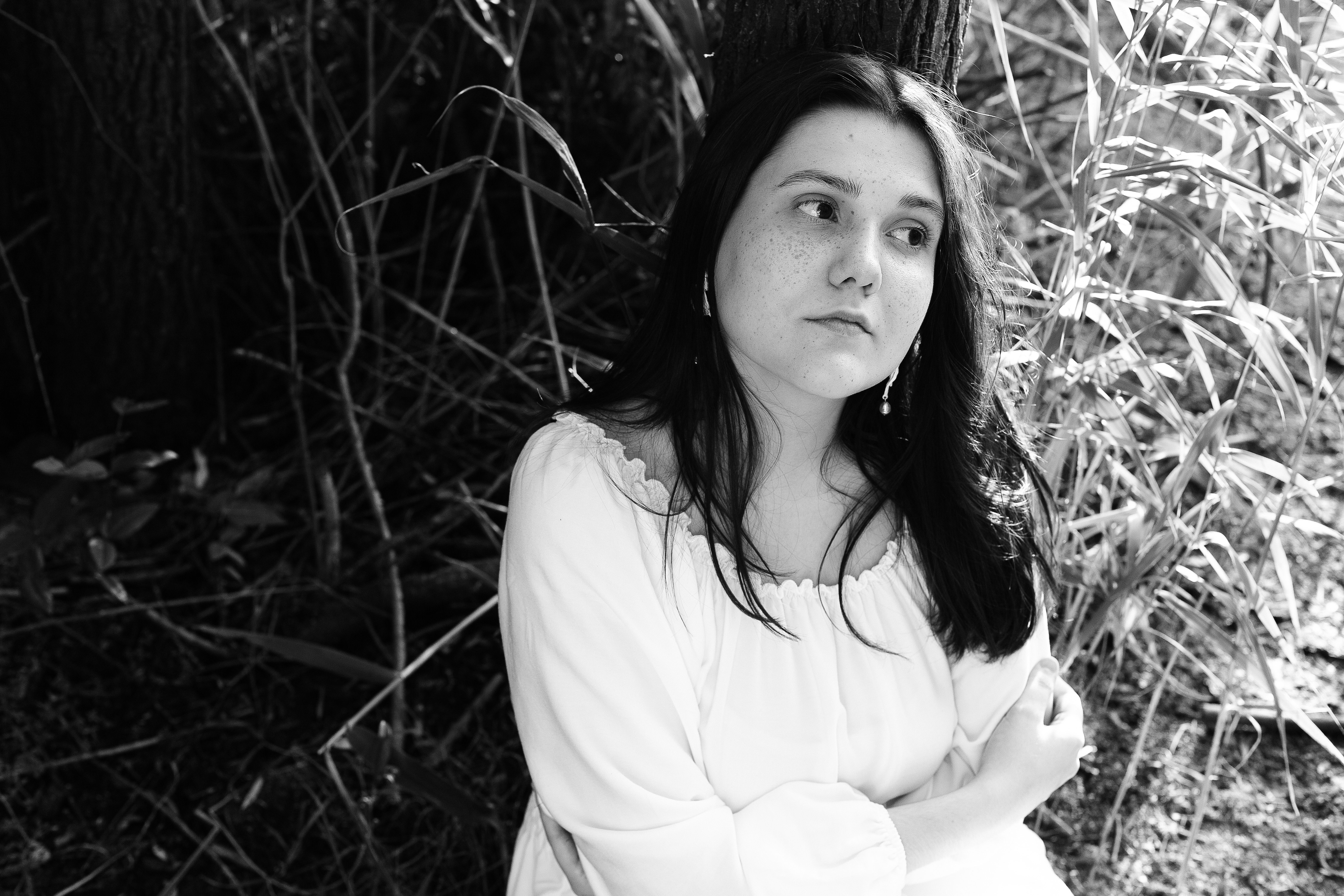 Black and White Portrait of a Woman in Nature · Free Stock Photo