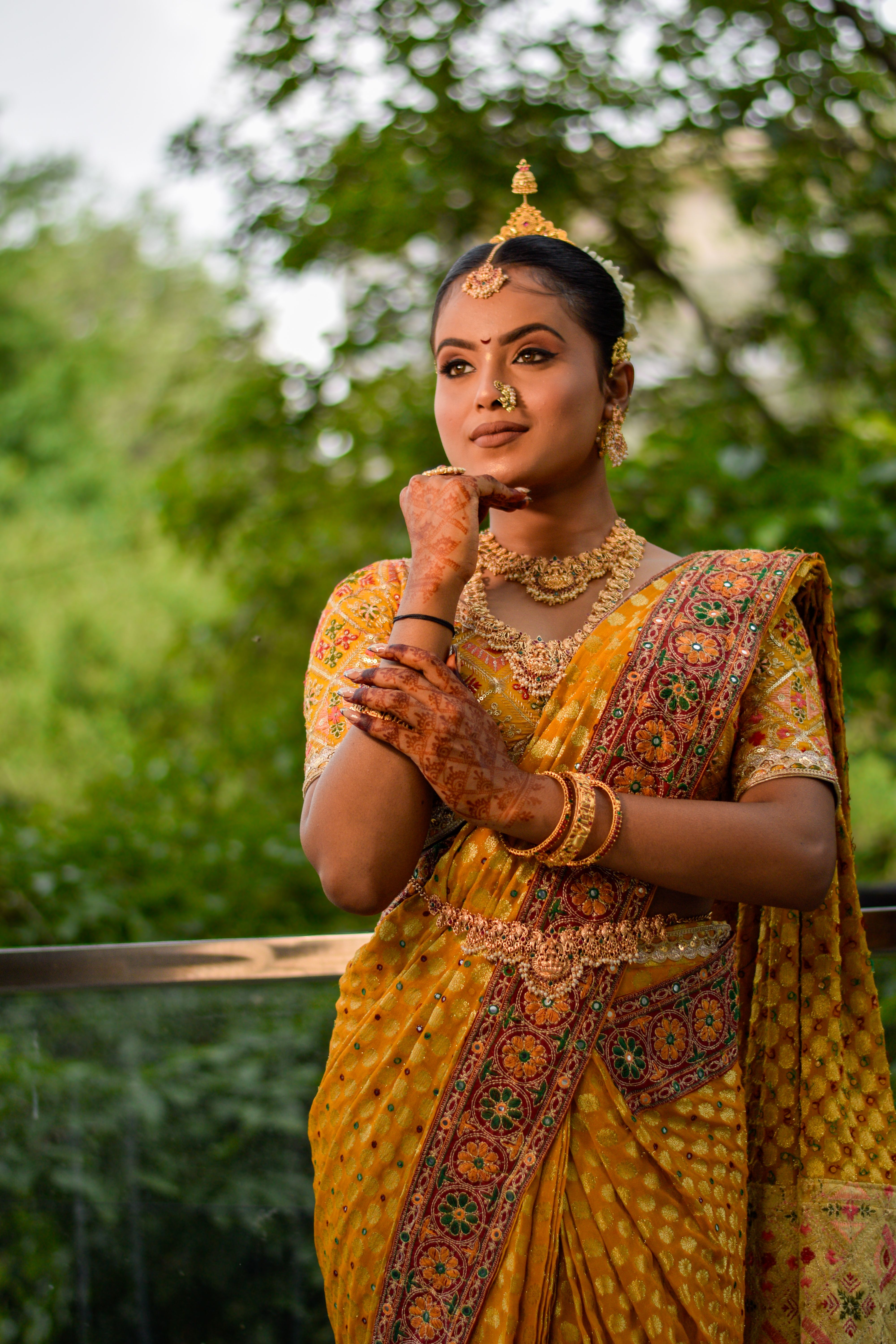 Elegant Indian Woman in Traditional Saree Outdoors · Free Stock Photo