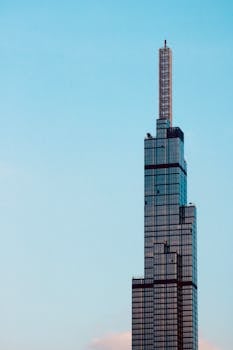 A stunning view of the iconic Landmark 81 building towering against a clear sky.
