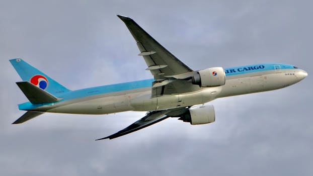 A cargo airplane flying against a backdrop of cloudy skies, illustrating global logistics.