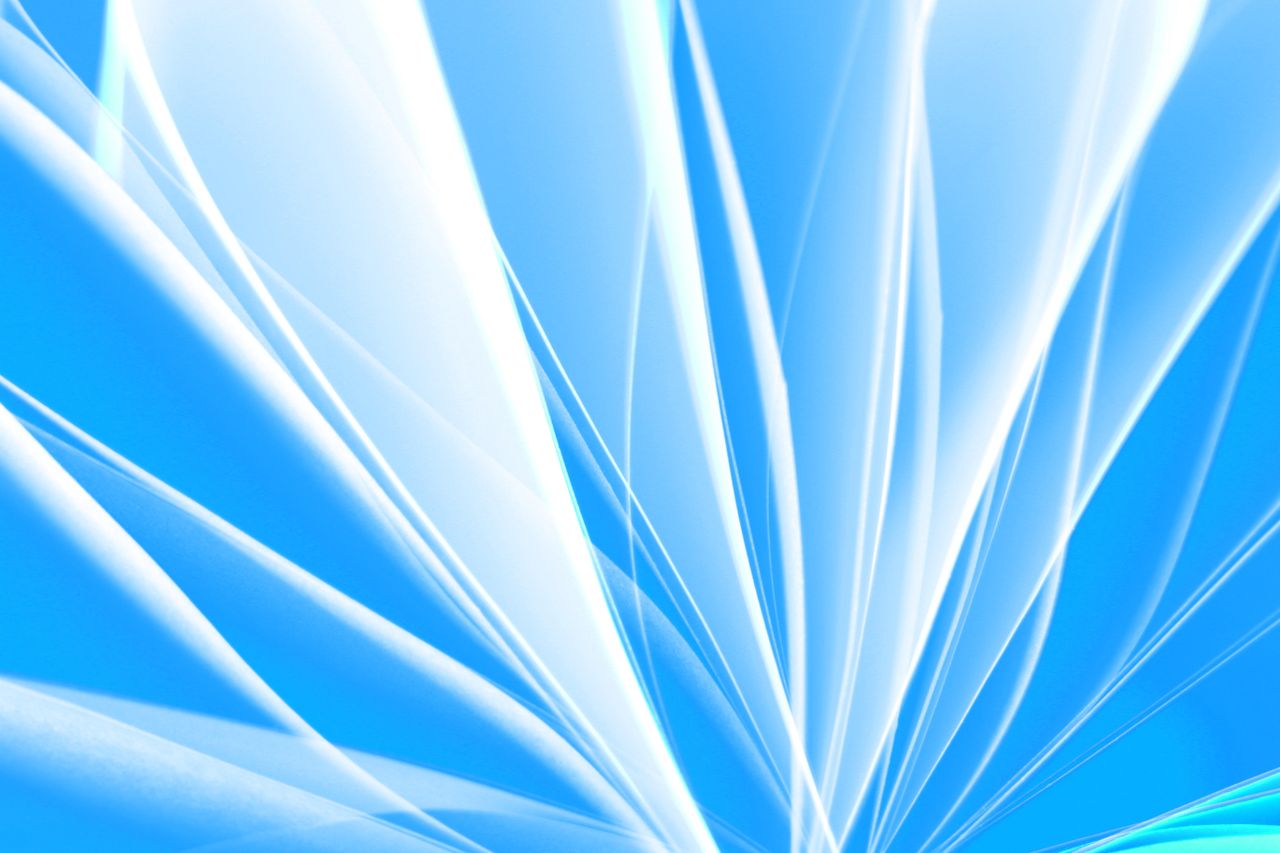 dynamic abstract image featuring blue and white overlapping light stre