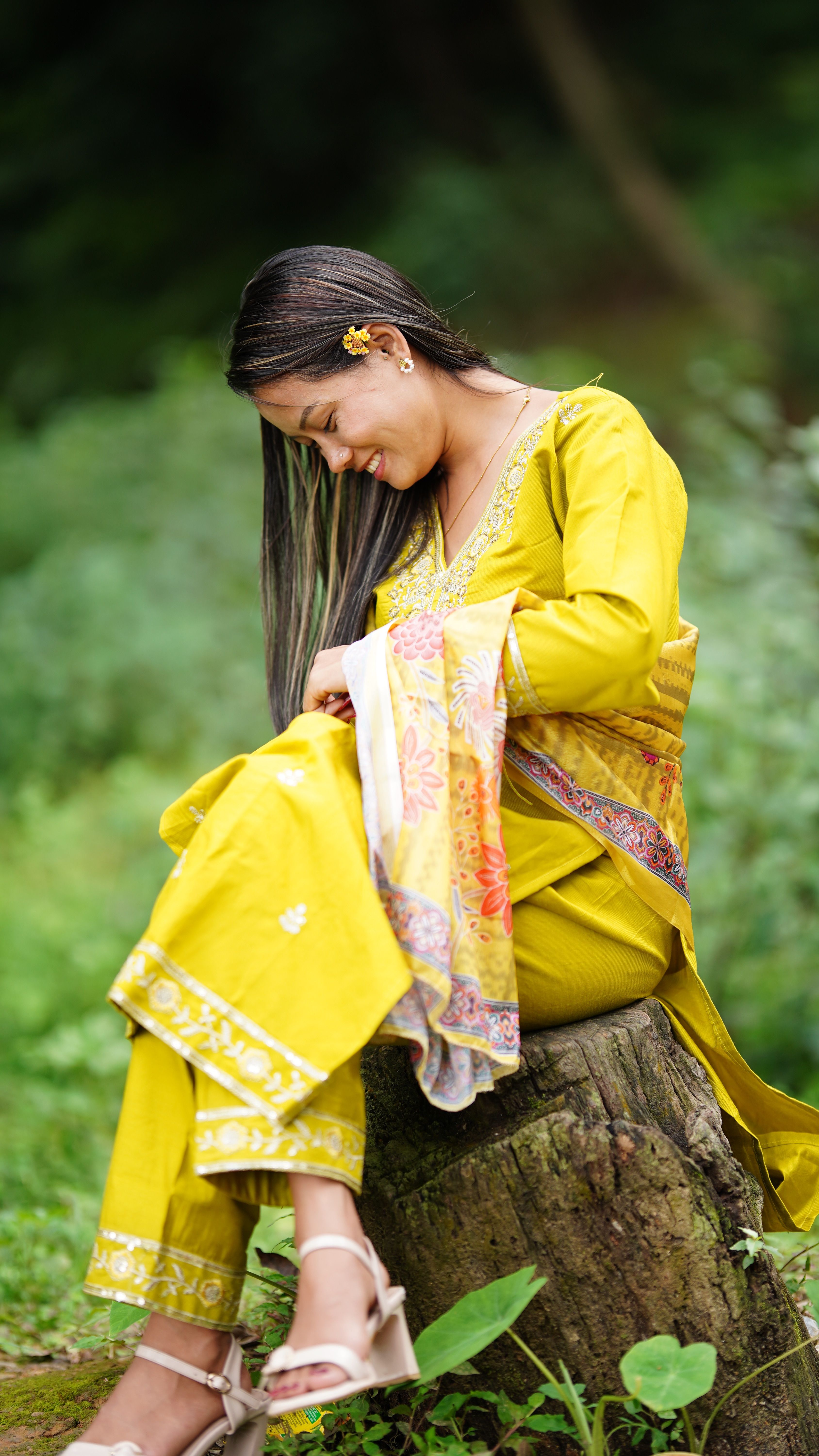 Woman in Yellow Attire Enjoying Nature Outdoors · Free Stock Photo