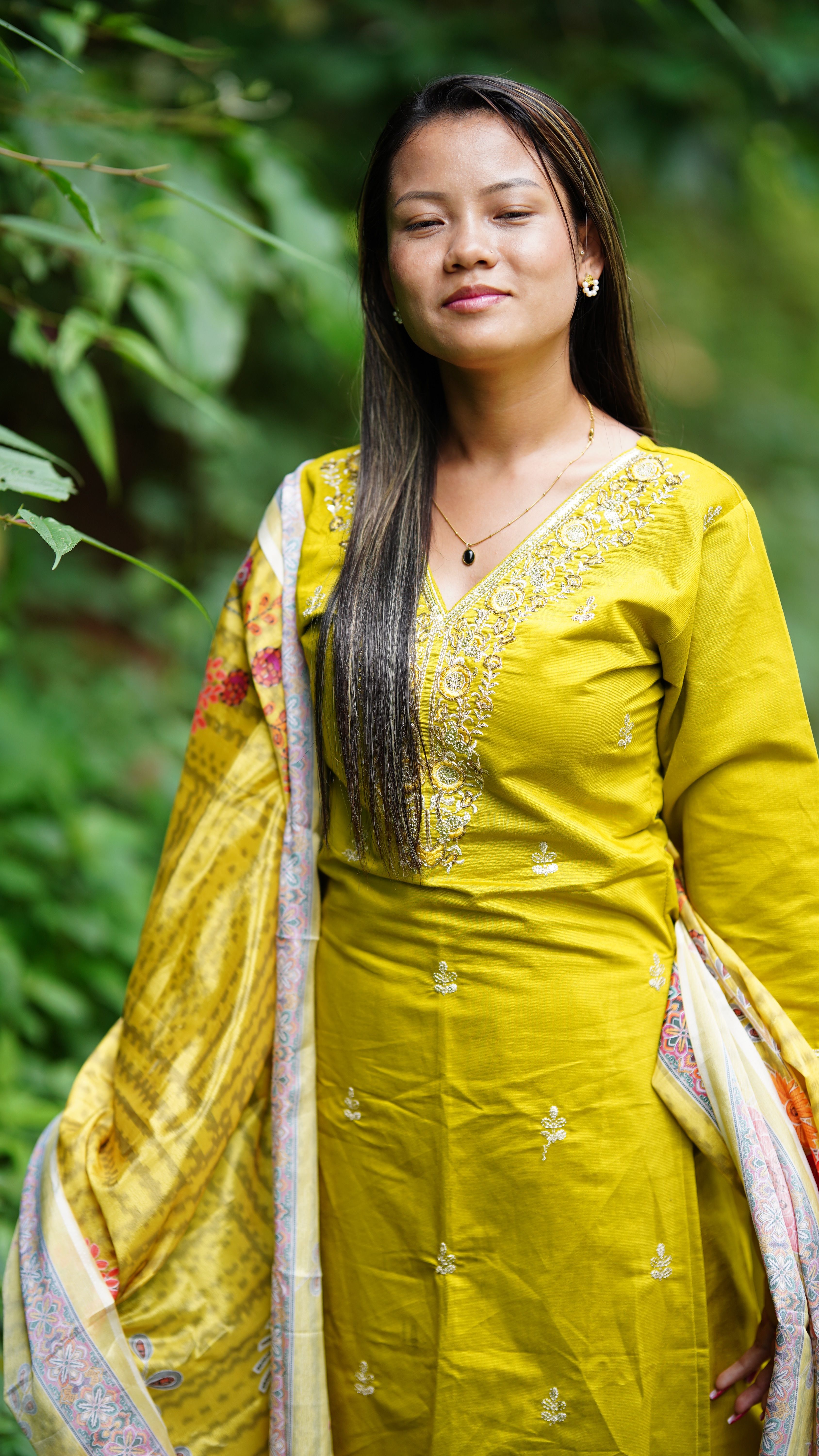 Woman in Yellow Traditional Dress Outdoors · Free Stock Photo