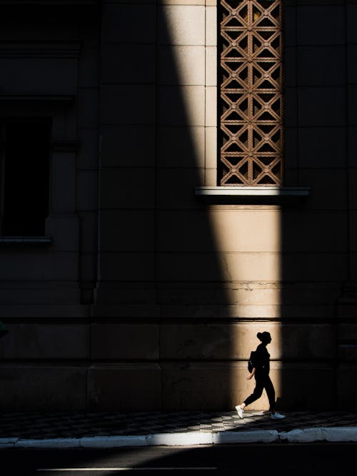 Woman Walking on Sidewalk