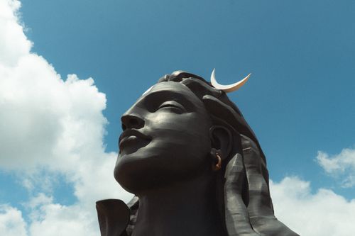 Free Stunning view of Adiyogi Shiva statue against a blue sky in Bengaluru, India. Stock Photo