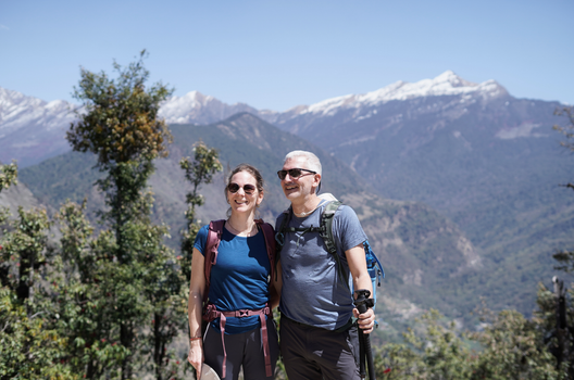 couple hiking mountains