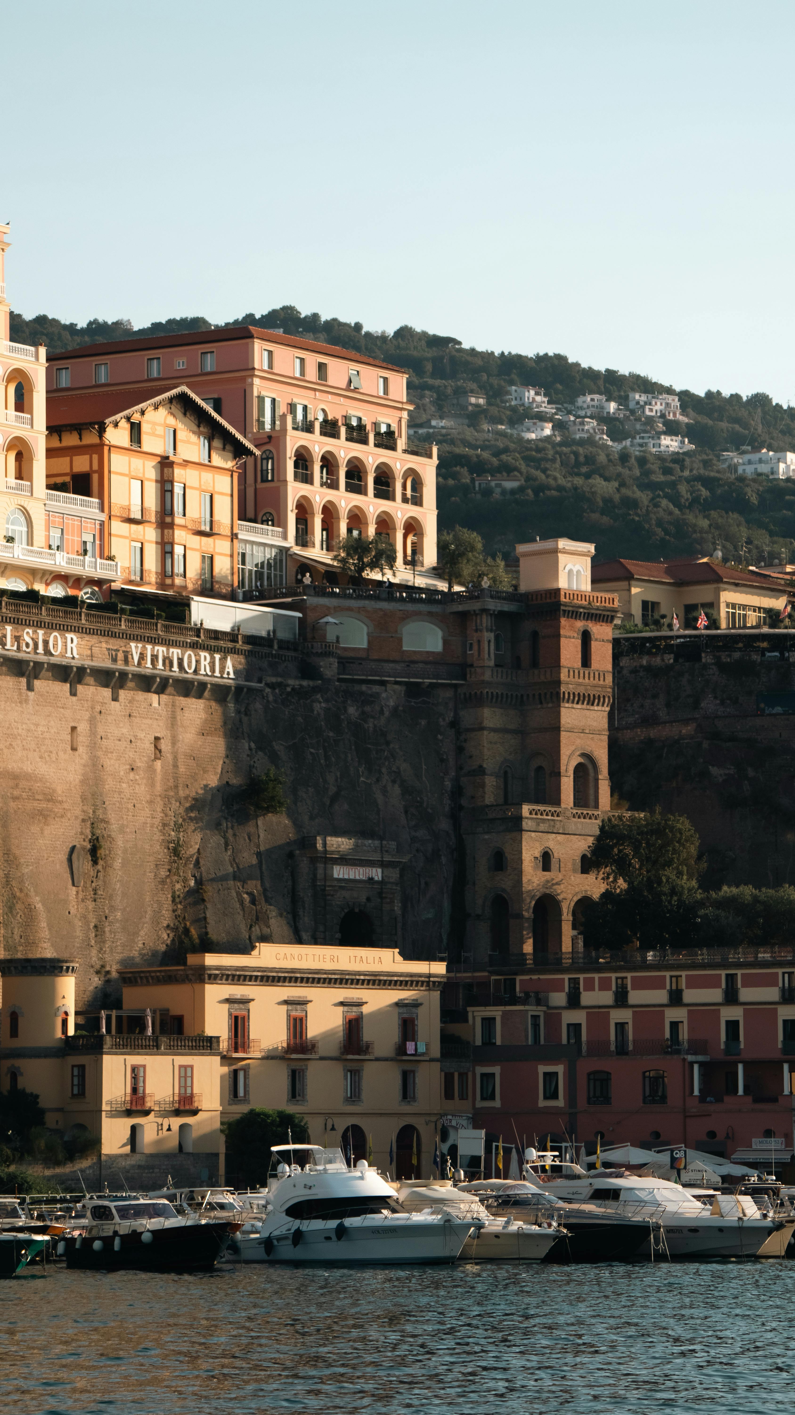 Scenic view of Sorrento harbour with Mediterranean architecture