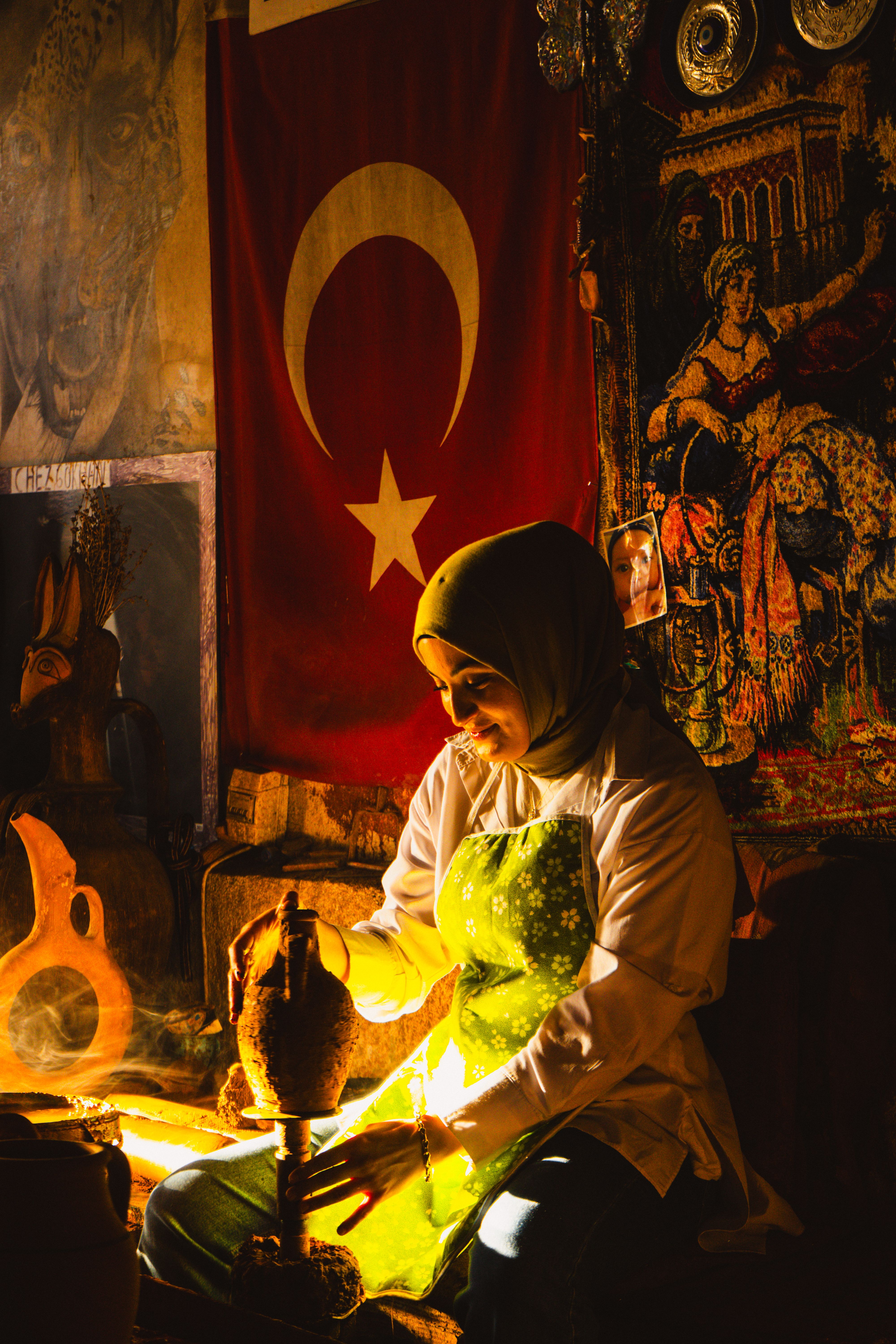 Turkish Artisan Crafting Under Warm Light · Free Stock Photo