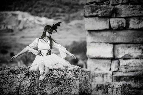 Ballerina Posing at Pamukkale Travertines