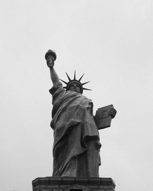 Free Classic black and white photo of the iconic Statue of Liberty in New York City. Stock Photo