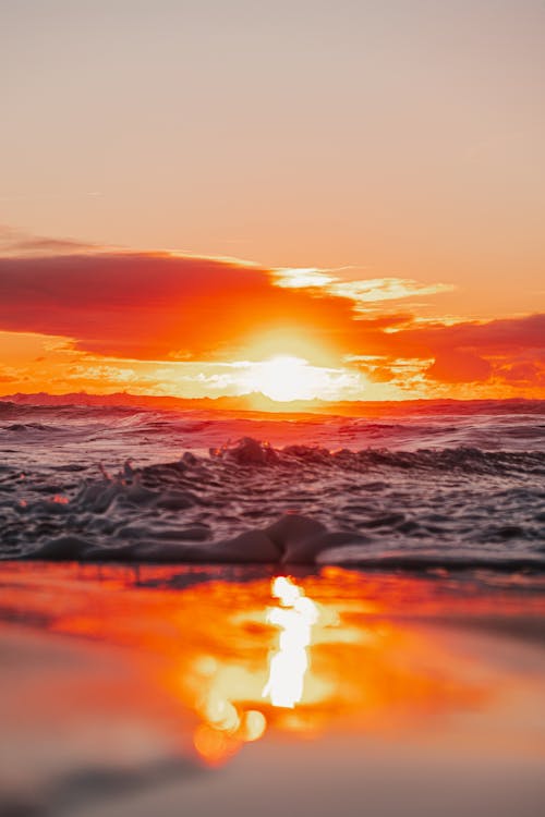 바다 경치, 새벽, 손을 흔들다의 무료 스톡 사진