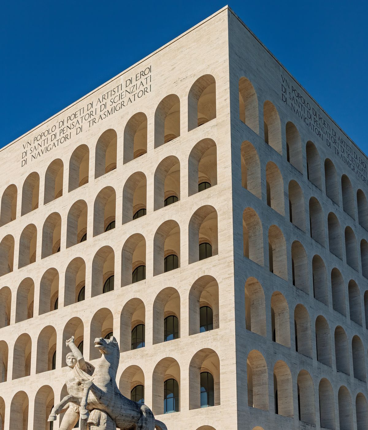 Geometric stone facade of a monumental building