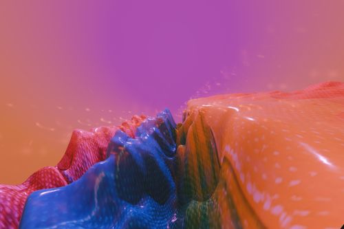 Free Vibrant abstract 3D rendered landscape with dynamic colors and textures, perfect for digital backgrounds. Stock Photo
