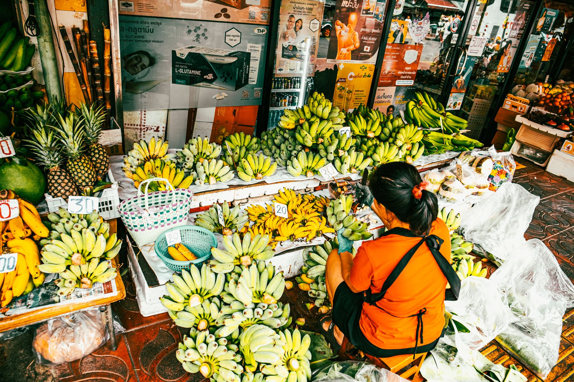 Regional Thai dishes lined up at a Bangkok market