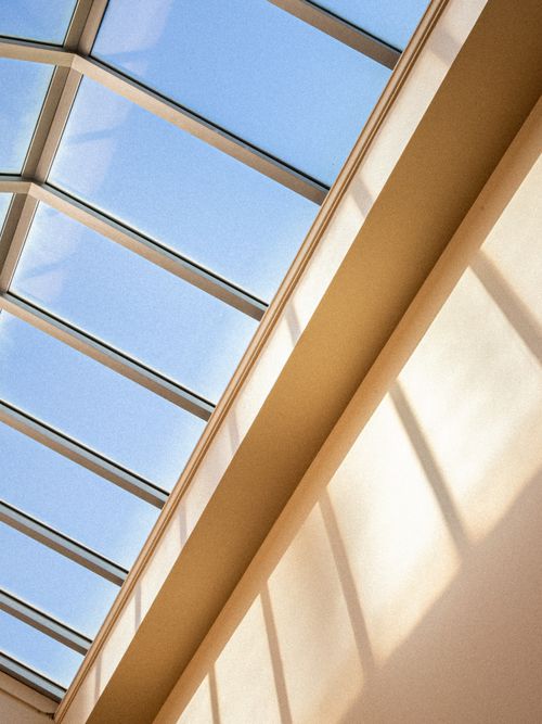 Free Minimalist architectural design with a skylight in St. Louis, capturing natural light. Stock Photo