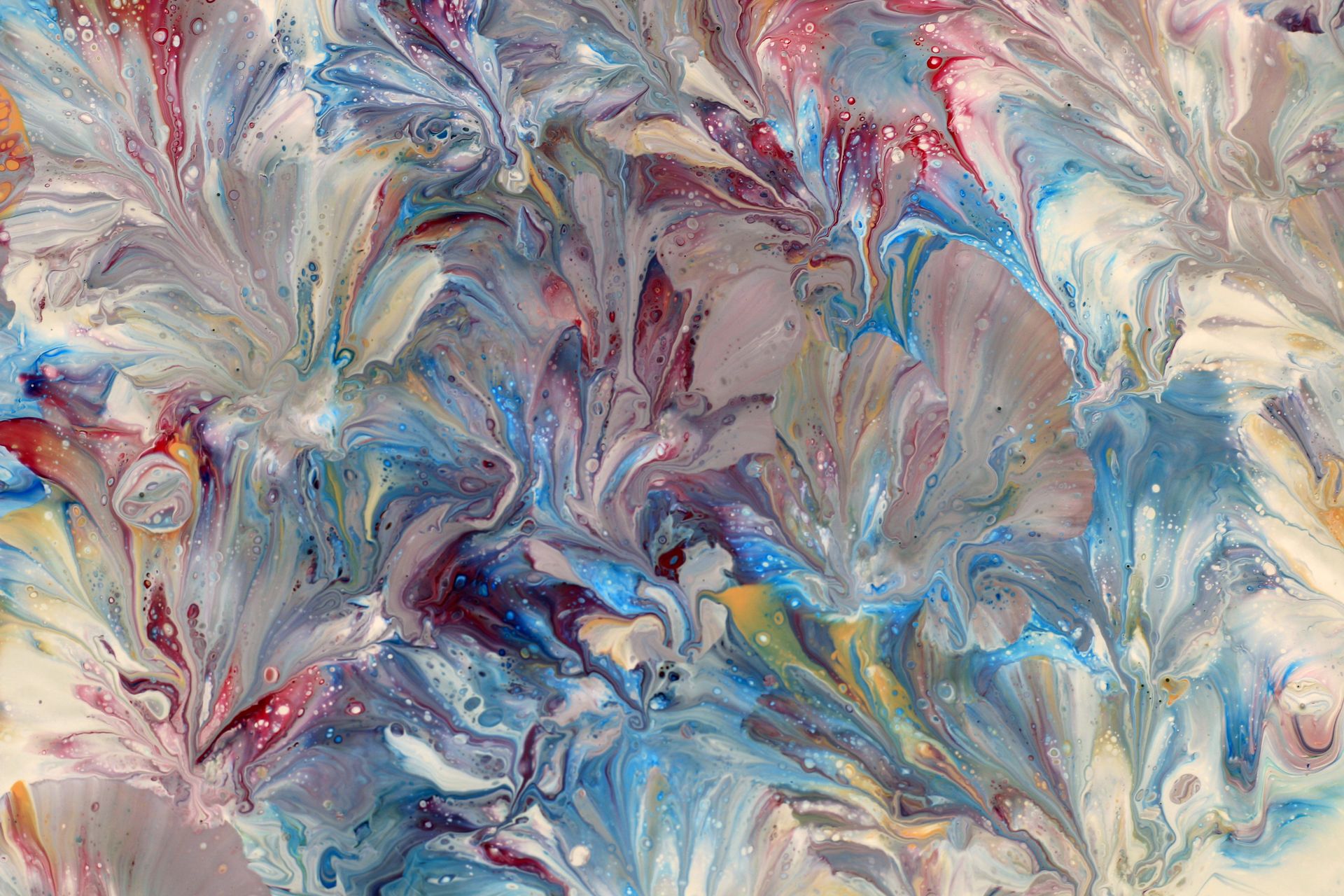 A mesmerizing abstract fluid art painting with vibrant swirling colors and flowing textures.